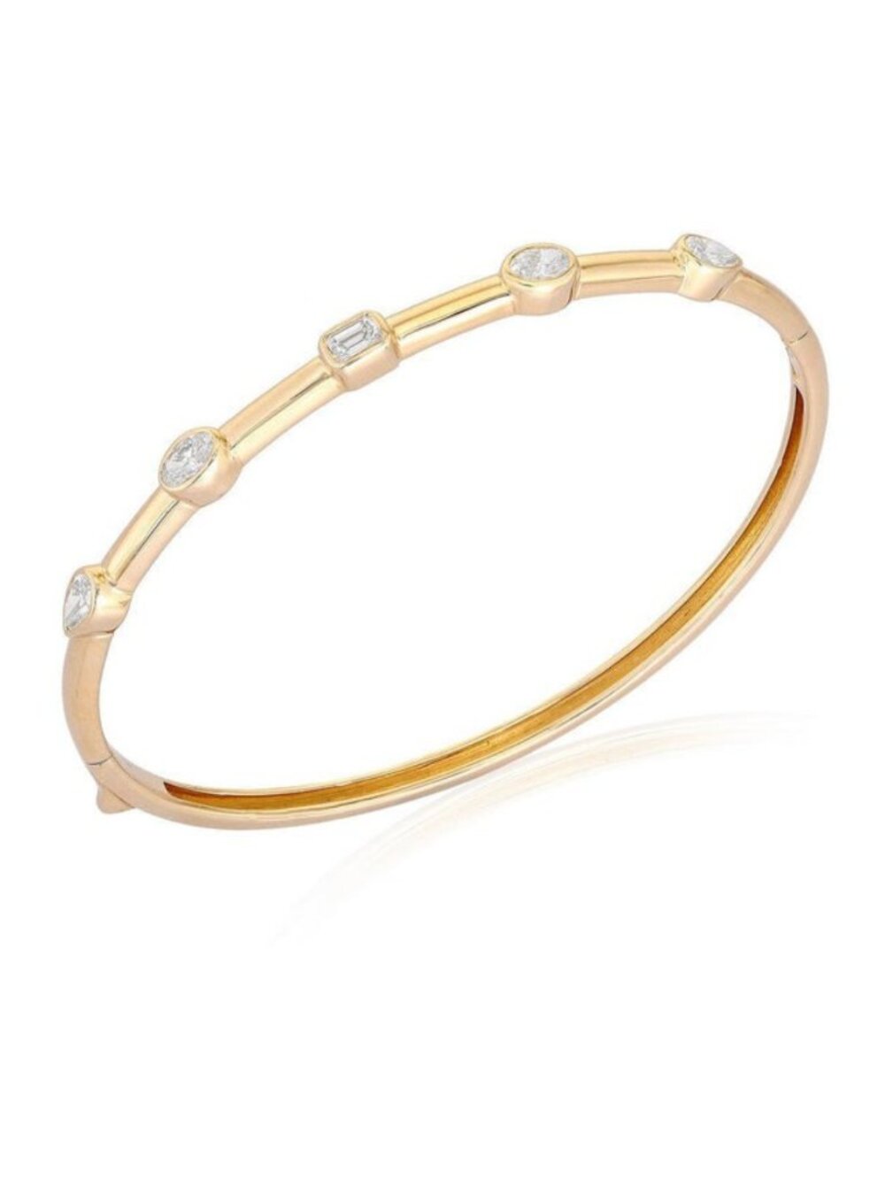 60 Fancy Diamond 14K (or 18k upon request) Yellow Gold Bangle Bracelet